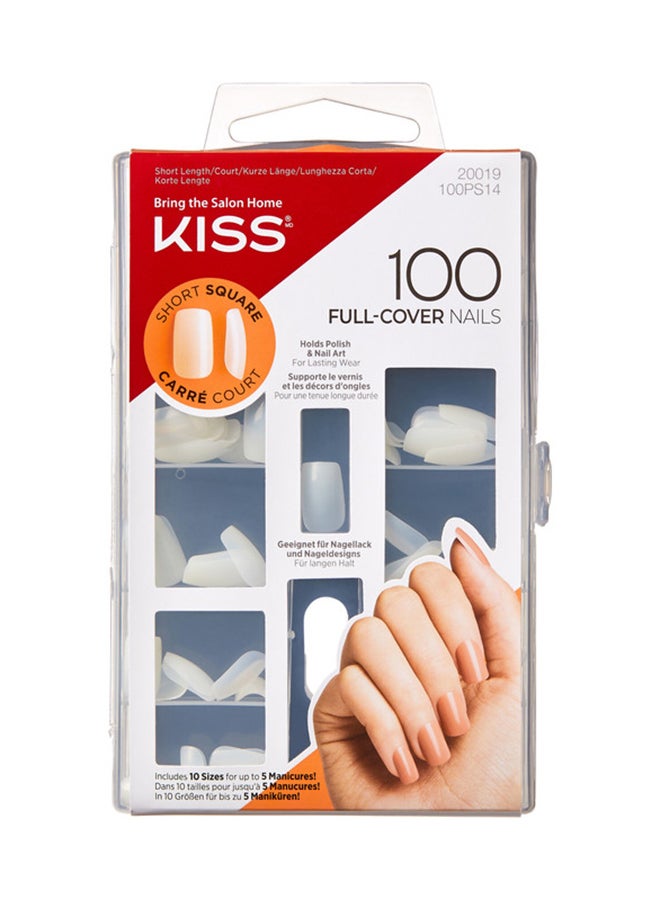 Full Cover Short Square Nails White