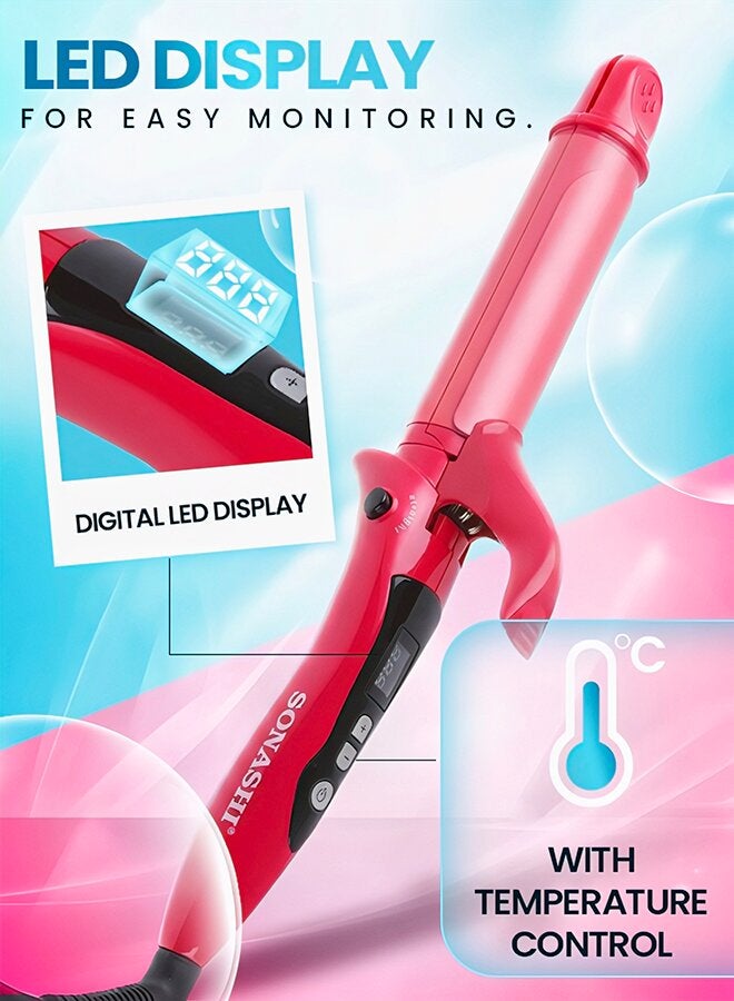 2in1 Hair Curler And Straightener with Ceramic Coated Barrel  LED Display  360 Swivel Cord  On And Off Switch  Hair Styling Tool  Curler Straightener with Power 45W  300grams SHC-3005 Pink 300grams - image 3