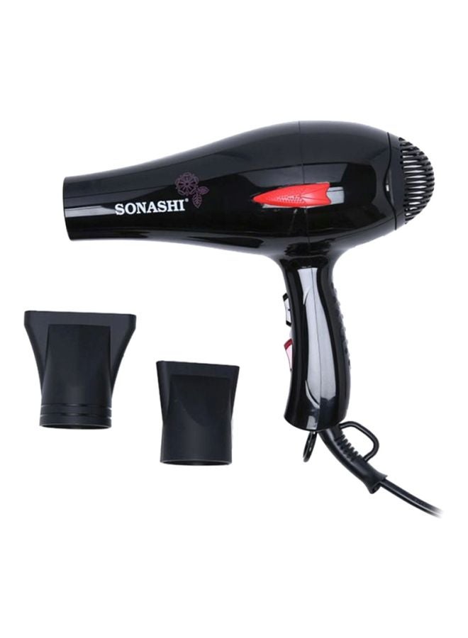 Powerful Hair Dryer 2000W, 2 Speed & 3 Heat Setting, Highquality motor with Cold & Hot Wind with Cool Shot Function For Frizz Free Shine with Detachable Cap Hair Dryer for All Hairs SHD-3009 Black
