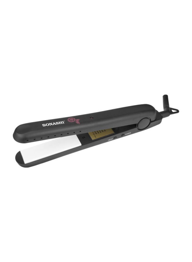 Hair Straightener With White Ceramic Plates Easy Temperature Control With Fast Straightening Indicator Light On And Off Switch 360 Degree Swivel Cord  SHS-2017 Black