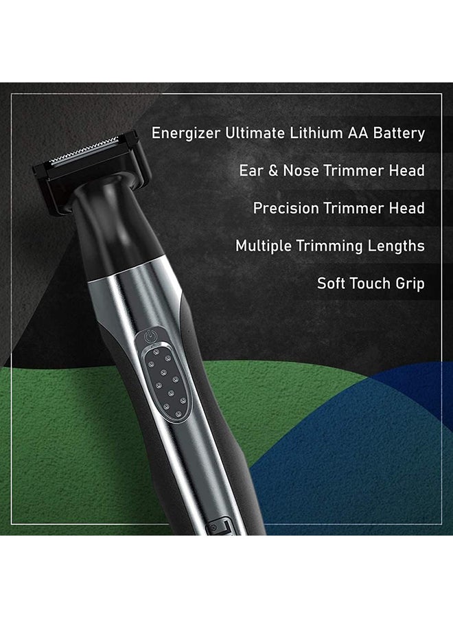 Quick Style Trimmer for Nose, Ear, and Neck Hair | Precision Stainless Steel Blades | Rotary 4-Position Guide Comb | Compact & Ergonomic Design | Charge Indicator Light (05604-035) Black/Grey/Silver - image 2