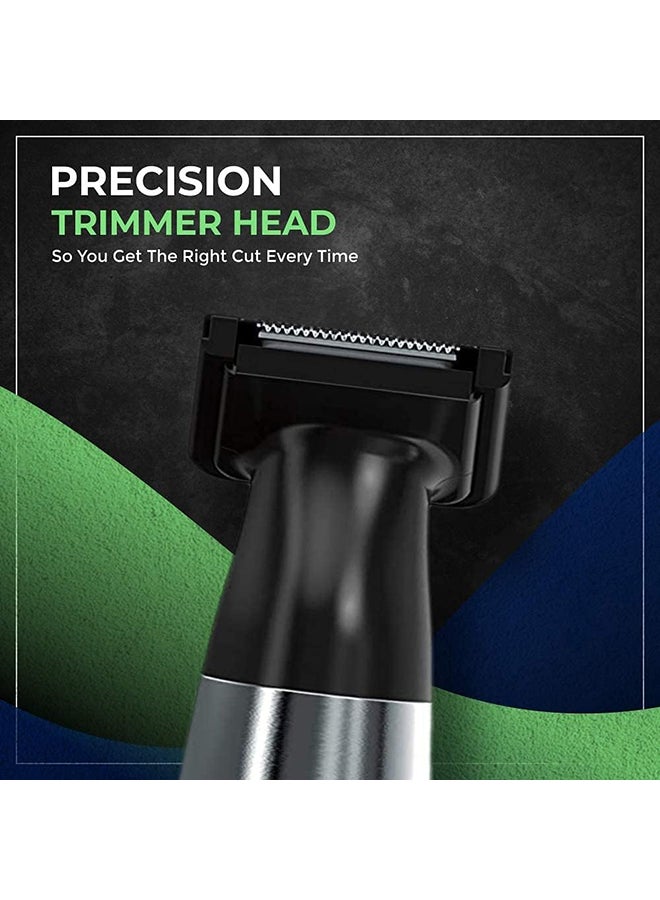 Quick Style Trimmer for Nose, Ear, and Neck Hair | Precision Stainless Steel Blades | Rotary 4-Position Guide Comb | Compact & Ergonomic Design | Charge Indicator Light (05604-035) Black/Grey/Silver - image 3