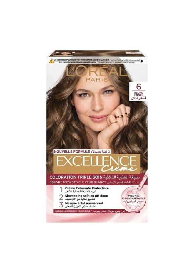 Excellence Creme Triple Care and Protection - Permanent Hair Color -192ml 6.0 Dark Blonde 192ml