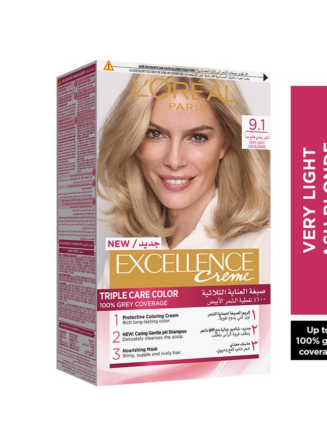 Excellence Creme Triple Care Color Packaging may vary 9.1 Very Light Ash Blonde 18cm x 11.8cm x 6.2cmcm