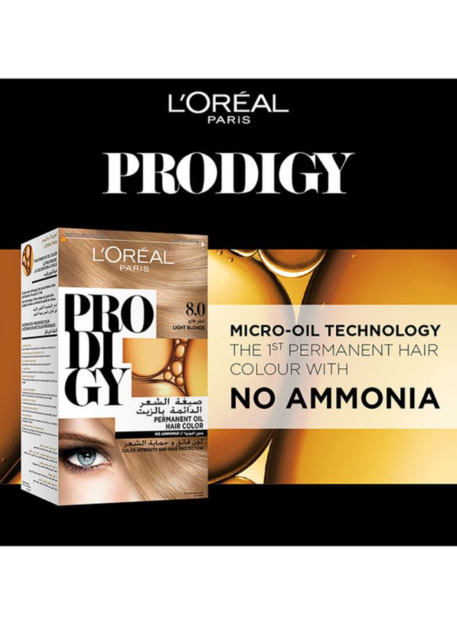 Prodigy Permanent Oil Hair Color No Ammonia Color Intensity And Hair Protection 8.0 Light Blonde - image 3