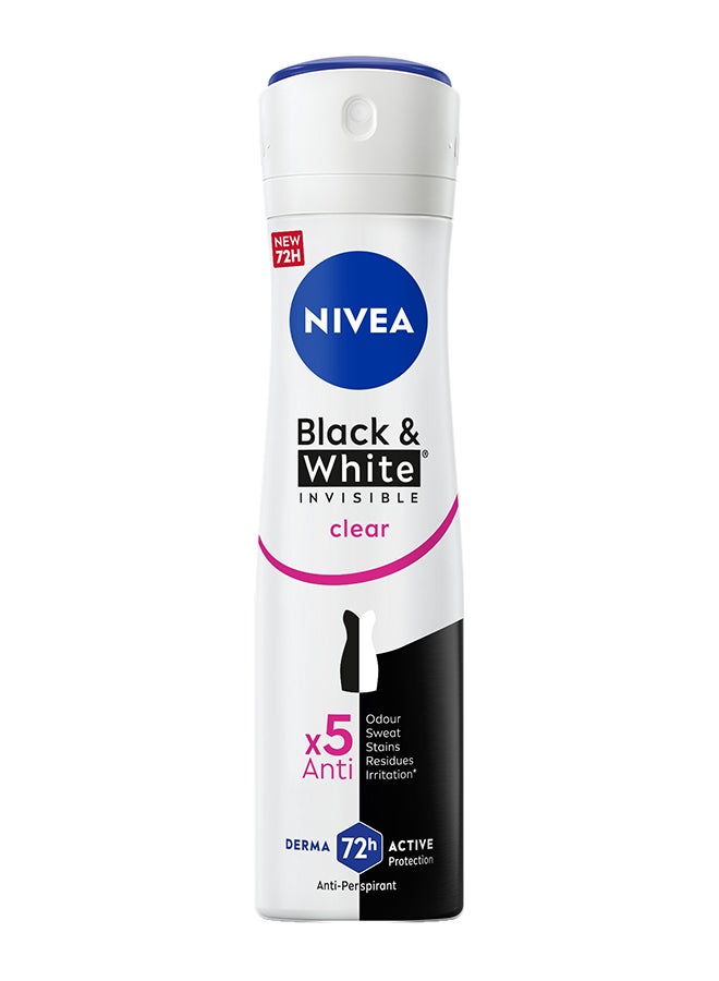Black And White Invisible Antiperspirant Deodorant Spray Multicolour 150ml