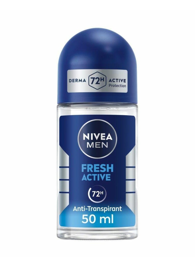 Men Fresh Active Antibacterial Deodorant Roll-On 72H Protection With Infini Fresh Formula Long-Lasting Freshness 50ml