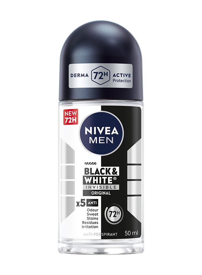 MEN Black And White Invisible Antiperspirant Roll-On Deodorant Original 50ml