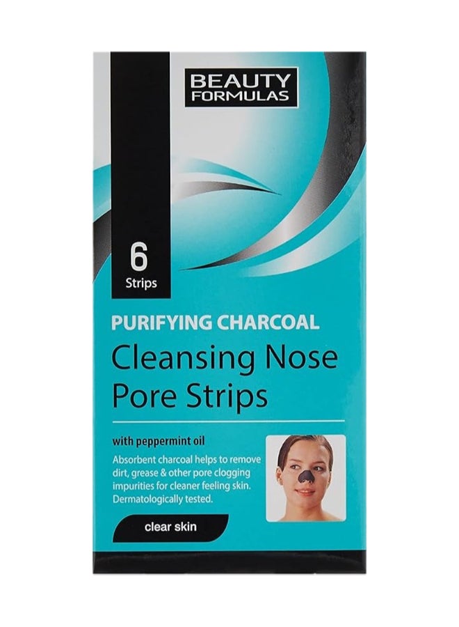 Beauty Formulas Purifying Charcoal Deep Cleansing Nose Pore Strips, With Peppermint Oil, 6 Strips