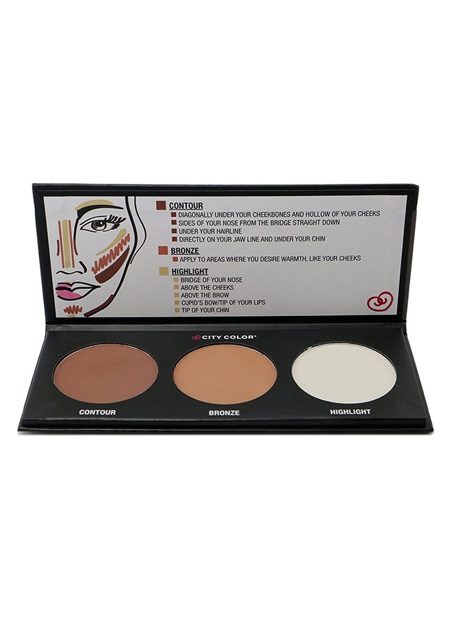 3-Colour Blusher Palette Contour/Bronze/Highlight