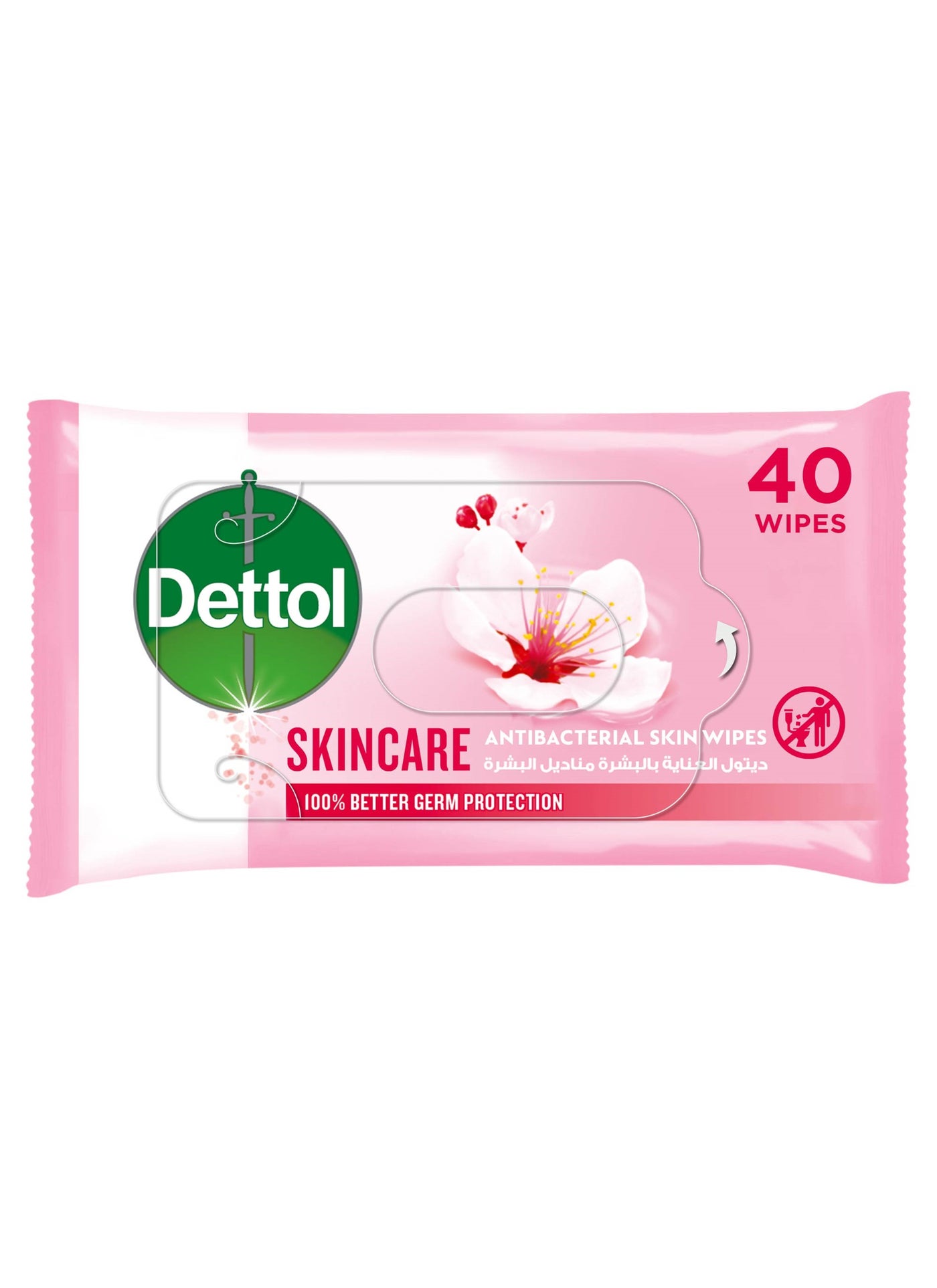 Skincare Antibacterial Skin Wipes , Pack of 40 Water Wipes