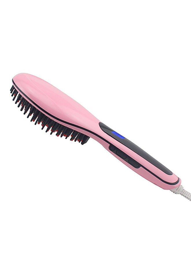 Hair Straightener Brush With LCD display Pink/Black
