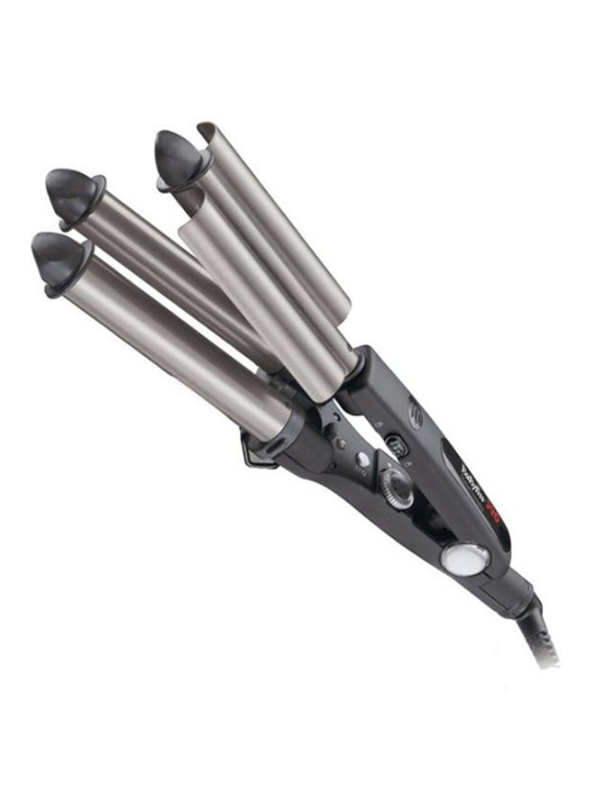 BaBylissPRO Triple Barrel Hair Waver with 19mm & 22mm Titanium-Tourmaline Coated Barrels | Fast Heat-Up | Adjustable Temperature | Frizz-Free Styling for Glamorous Waves - BAB2269TTSDE Grey
