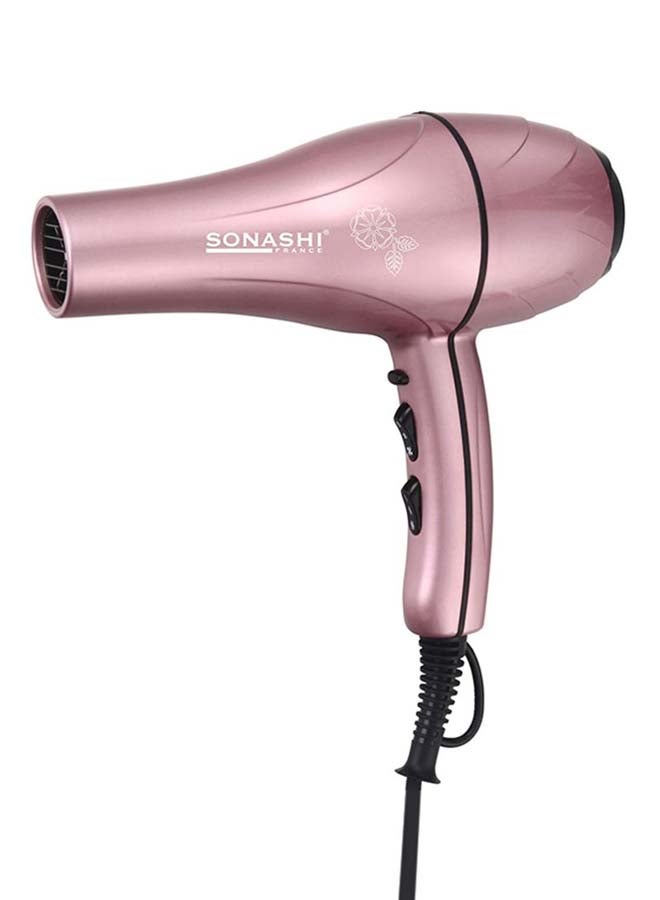 Hair Dryer 2000W  Builtin 2 HeatAirflow Settings with Cool Shot Function  AC Motor with Cold and Hot Wind Feature  Stylish Lightweight Design For Comfort Use  SHD-3046 Rose-Gold