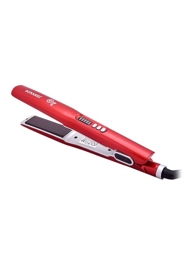 Hair Straightener 40W with Black Ceramic Plates  Temperature Control  On and Off Switch  LED Indicator  PTC Heating  360 Swivel Cord  LongLasting Results and SalonQuality Styling  SHS-2042 Glossy Red/Silver/Black 350grams