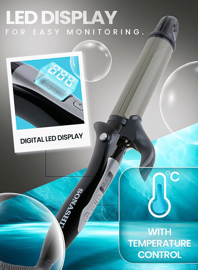 2in1 Hair Curler And Straightener with Ceramic Coated Barrel  LED Display  360 Swivel Cord  On And Off Switch  Hair Styling Tool  Curler Straightener with Power 45W  300grams SHC-3005 Grey/Black 300grams - image 3