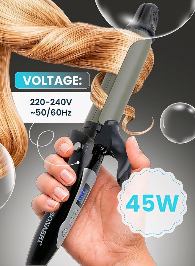 2in1 Hair Curler And Straightener with Ceramic Coated Barrel  LED Display  360 Swivel Cord  On And Off Switch  Hair Styling Tool  Curler Straightener with Power 45W  300grams SHC-3005 Grey/Black 300grams - image 7