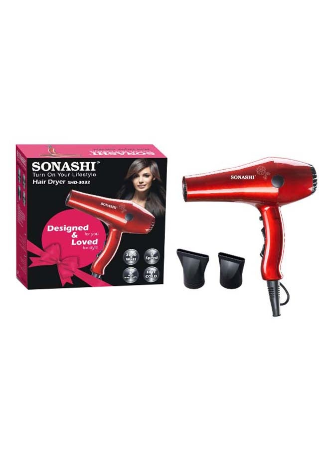 Powerful 2000W Professional Hair Dryer With Ceramic Hair Straightener SHD-3032 + SHS-2042 Bundle Glossy Red - image 6