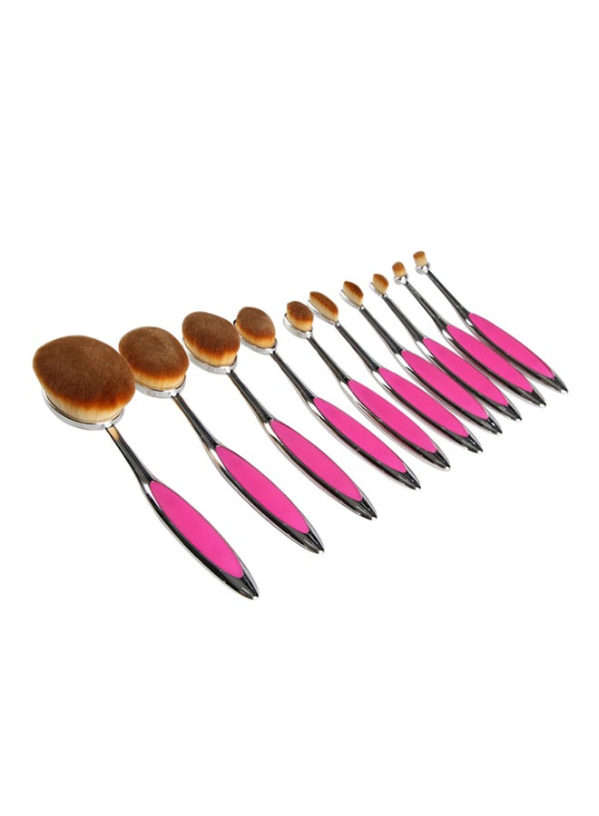 10-Piece Professional Makeup Brush Set Pink/Black/Brown