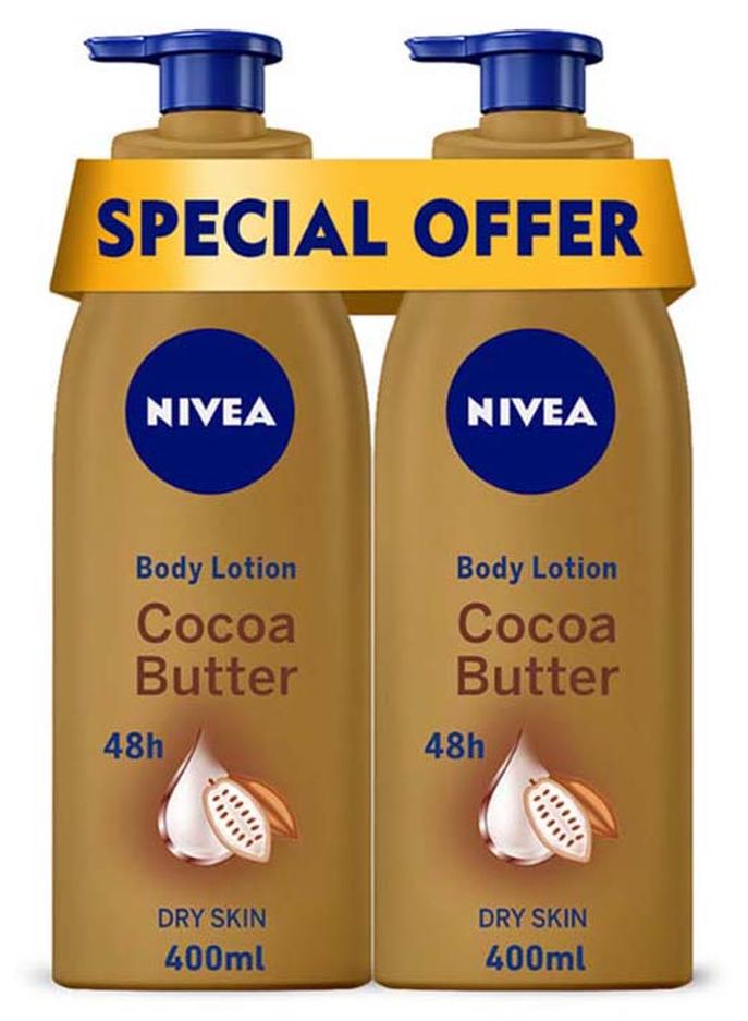 Cocoa Butter Body Lotion, Vitamin E, Dry Skin, 400ml, Pack of 2 400ml