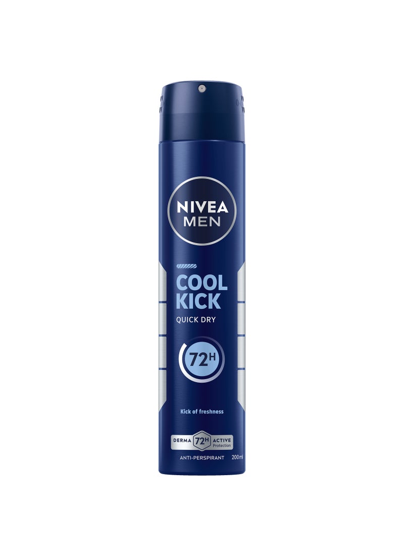 Men Cool Kick Quick Dry 72H Odour Protection Deodorant For Fresh Scent Spray 200ml