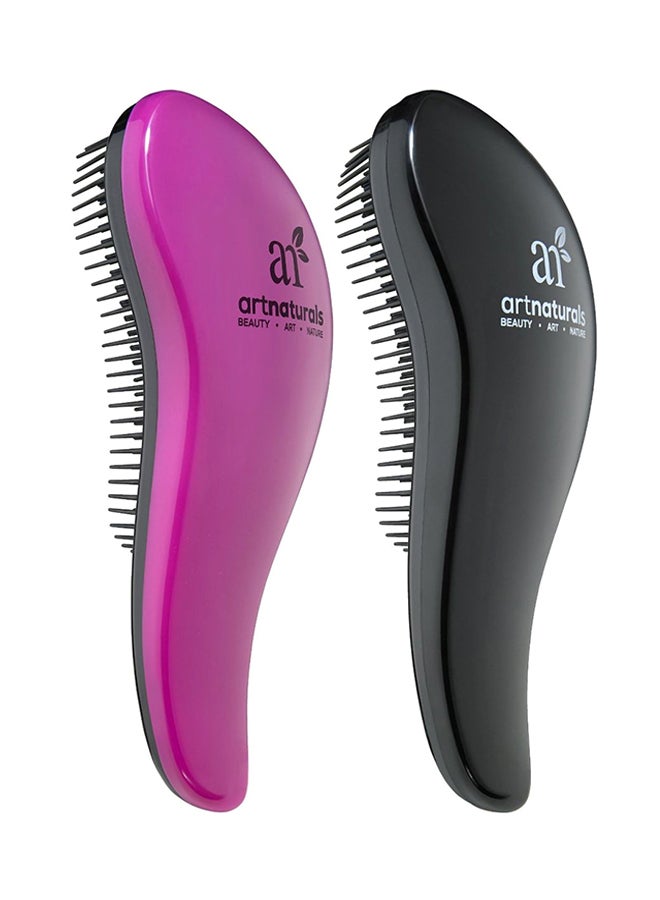2-Piece Detangling Hair Brush Set Pink/Black