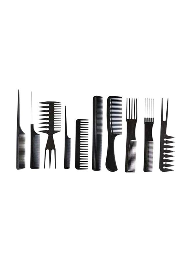 10-Piece Professional Salon Hair Comb Set Black