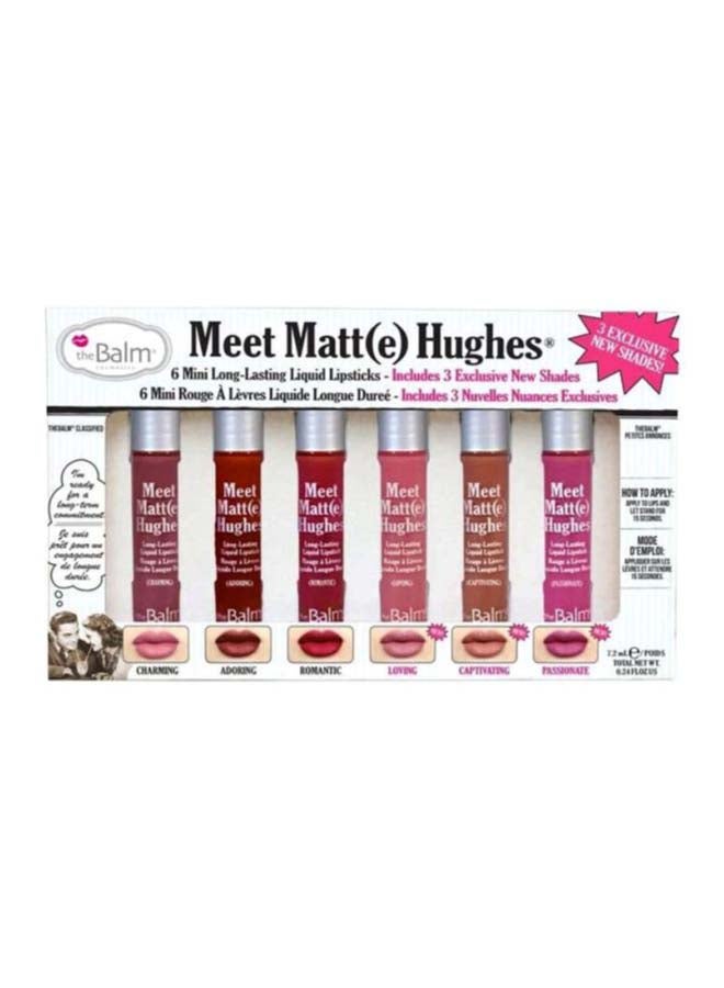 6-Piece Meet Matte Hughes Long Lasting Liquid Lipsticks Multicolour