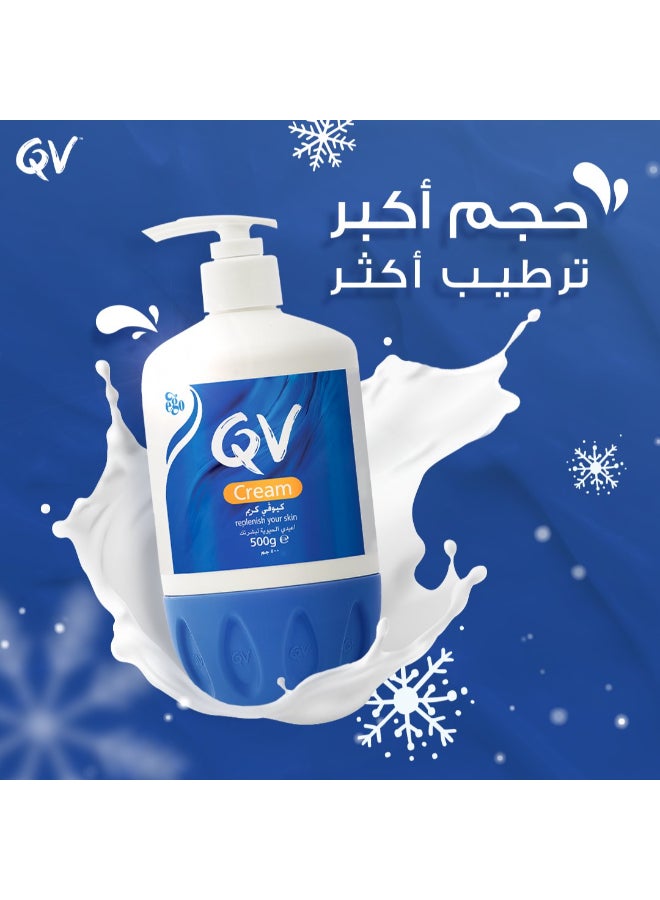 QV Cream Pump (500g) – 24-Hour Intensive Moisturizer for Extremely Dry & Sensitive Skin, Rich Hydrating Formula with Squalane, Fragrance-Free Non-Greasy Barrier Cream for Eczema Dermatitis & Psoriasis Relief 500grams - image 3