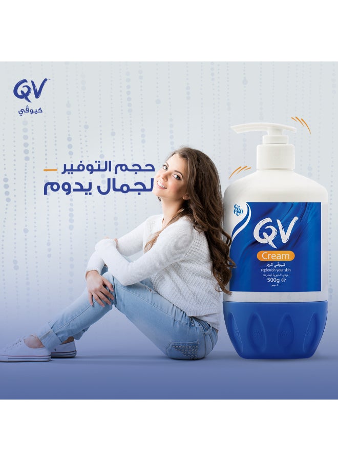 QV Cream Pump (500g) – 24-Hour Intensive Moisturizer for Extremely Dry & Sensitive Skin, Rich Hydrating Formula with Squalane, Fragrance-Free Non-Greasy Barrier Cream for Eczema Dermatitis & Psoriasis Relief 500grams - image 4