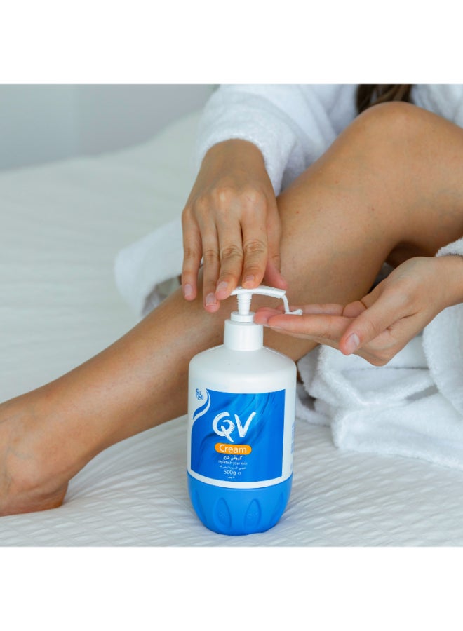 QV Cream Pump (500g) – 24-Hour Intensive Moisturizer for Extremely Dry & Sensitive Skin, Rich Hydrating Formula with Squalane, Fragrance-Free Non-Greasy Barrier Cream for Eczema Dermatitis & Psoriasis Relief 500grams - image 5