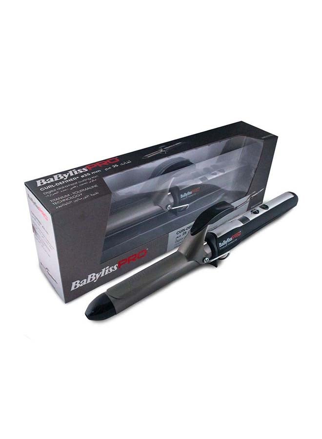 BaBylissPRO 25mm Digital Curling Iron with Titanium-Tourmaline Technology | Fast Heat-Up & Adjustable Temperature | Curl Definer Wand for Smooth | Long-Lasting Loose Curls and Waves - BAB2273TTSDE Black/Grey