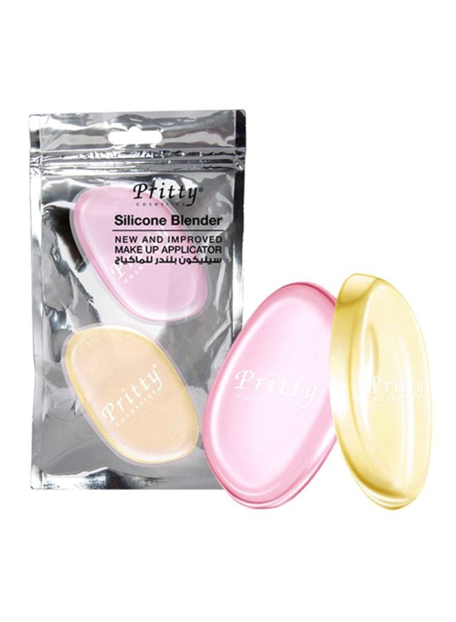 2-Piece Silicone Make Up Sponge Pink/Yellow