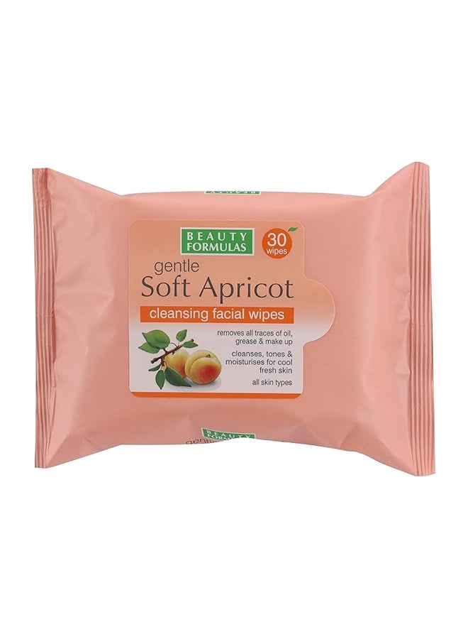Beauty Formulas Gentle Soft Apricot Cleansing Facial Wipes, Removes Oil & Makeup, 30 Wipes 30 Pieces
