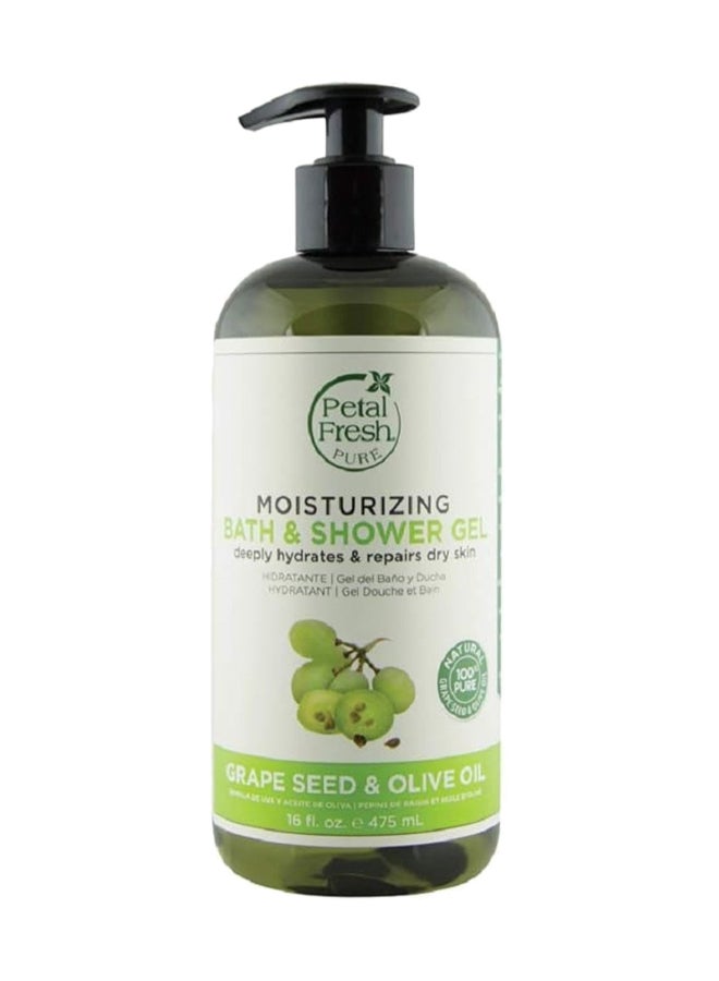 Petal Fresh Pure Moisturizing Bath & Shower Gel, Infused With Grape Seed And Olive Oil, Deeply Hydrates And Repairs Dry Skin, 475Ml Clear 475ml