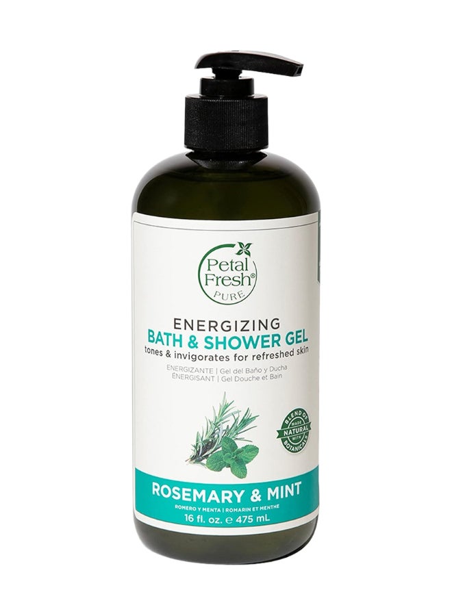 Petal Fresh Pure Energizing Bath & Shower Gel With Rosemary & Mint, Tones & Invigorates Clear 475ml
