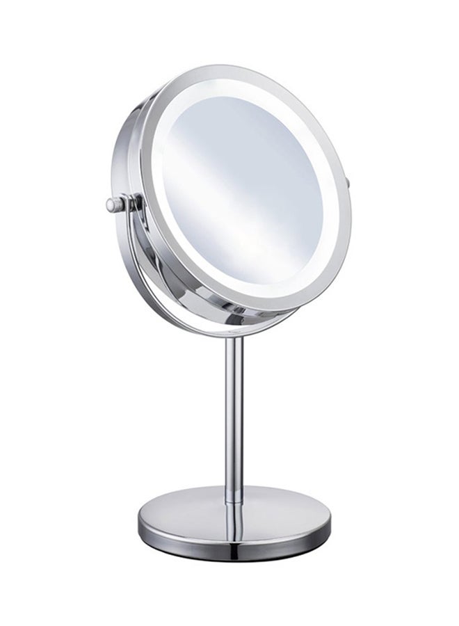 5X Magnification Facial Makeup Mirror With LED Light Silver