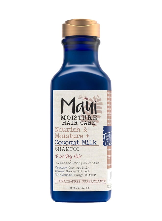 Maui Moisture Hair Care Nourish & Moisture Coconut Milk Shampoo For Dry Hair, Hydrate And Detangle, Sulfate-Free Surfactants 385ml