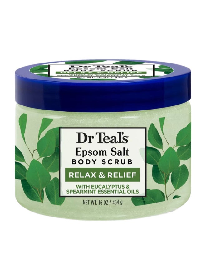 Eucalyptus & Spearmint Epsom Salt Body Scrub to Exfoliate & Renew - Soothes Senses & Moisturizes Skin 454grams