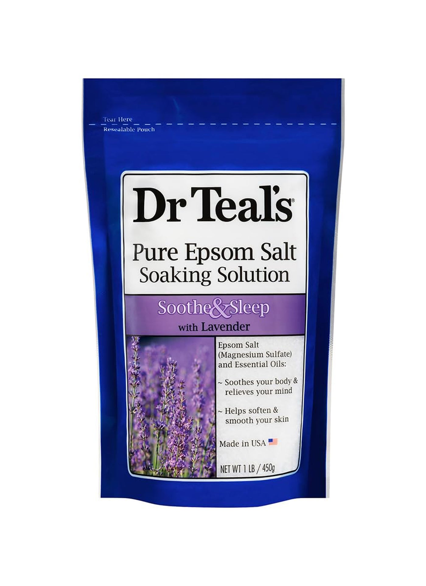 Lavender Epsom Salt Soaking Solution for Soothe & Sleep - Eases Aches & Soreness for a Better Night's Sleep 450grams
