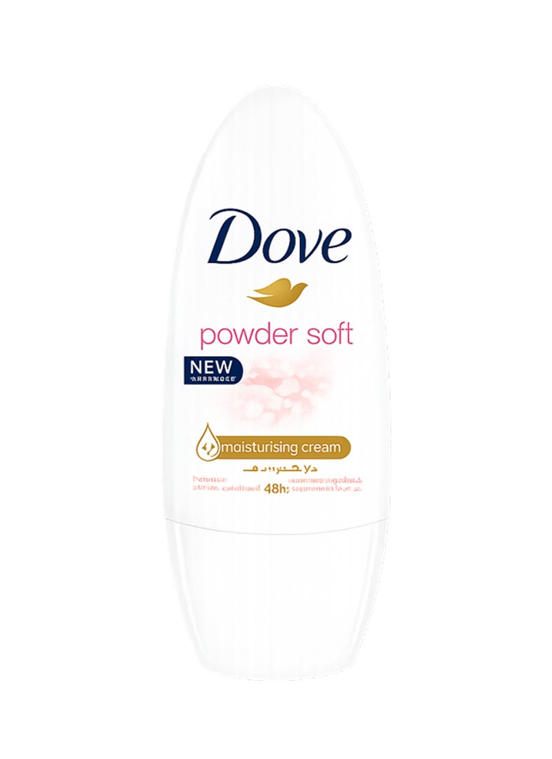 Powder Soft Women's Antiperspirant Deodorant Roll On For 48 hour Odour Protection With ¼ Moisturising Cream 50ml
