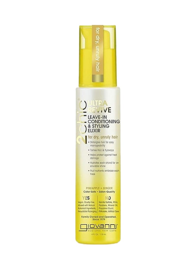 Giovanni 2Chic Ultra-Revive Leave-In Conditioning & Styling Elixir, Infused With Pineapple & Ginger 118ml