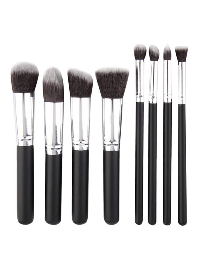 8-Piece Makeup Brush Set Black/Silver