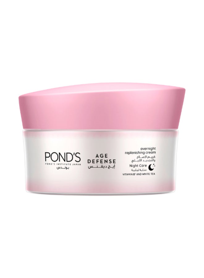 Age Defense Overnight Replenishing   Face Cream With Vitamin B3 And White Tea 50ml