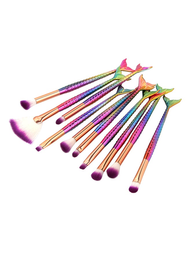 10 Piece Make Up Brush Set Multicolor