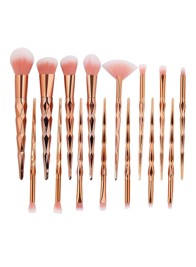 15 Piece Make Up Brush Set Rose Gold