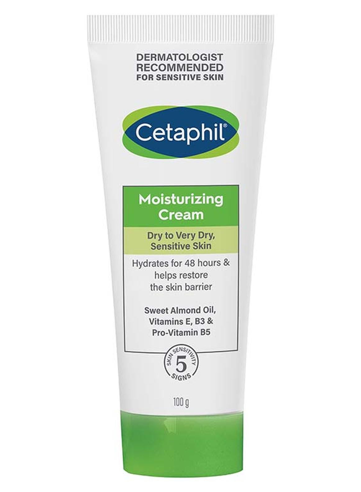 Moisturizing Cream for Dry to Very Dry Sensitive Skin, Non-Comedogenic, Hydrates for 48 hours & helps restore the skin barrier, Sweet Almond Oil, Vitamins E, B3 & Pro-Vitamin B5 With Niacinamide And Vitamin B5, Unscented 100grams