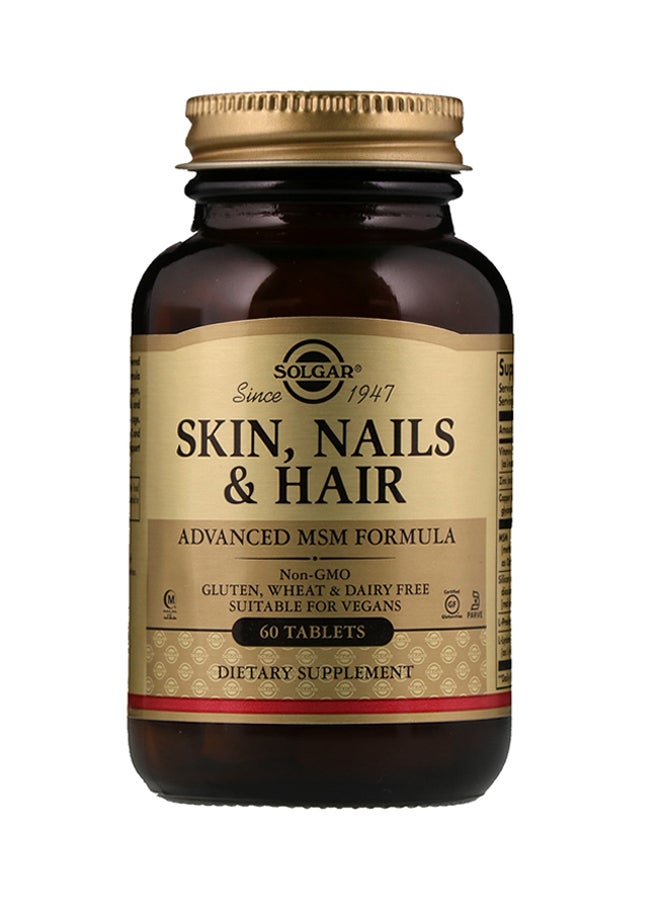 60-Piece Skin, Nails & Hair, Advanced MSM Formula Tablets Gold/Brown 60grams