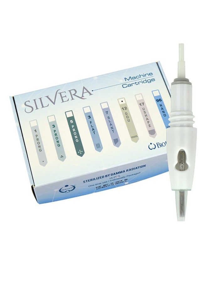 15-Piece 12 Prong Flat Double Needle For Silvera Machine White