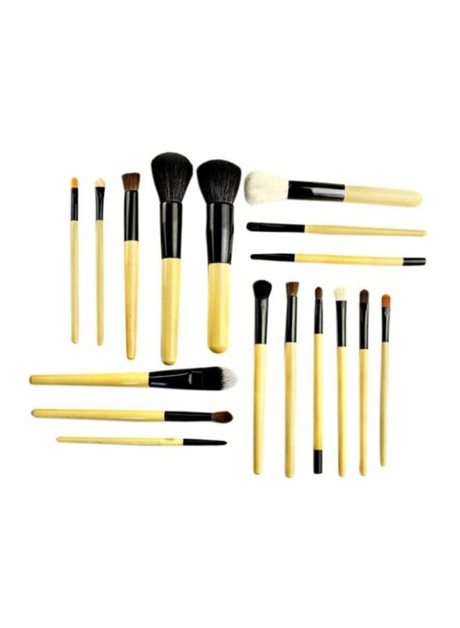 18-Piece Professional Cosmetic Makeup Brush Set Beige/Black